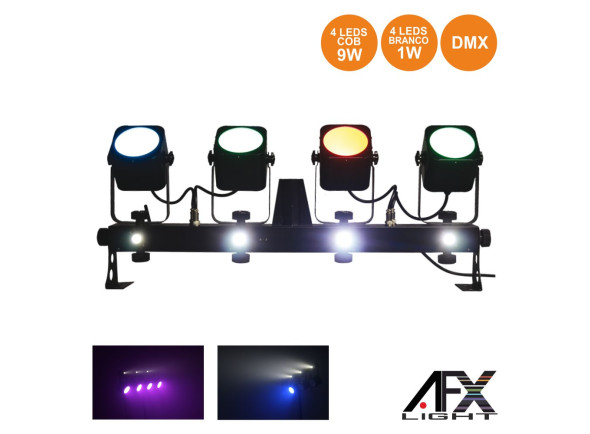 Afx Light Barra 4 Projectores c/ Leds COB RGBW c/ Comando e Pedaleira COMBO-BAR Afx Light Barra 4 Projectores c/ Leds COB RGBW c/ Comando e Pedaleira COMBO-BAR